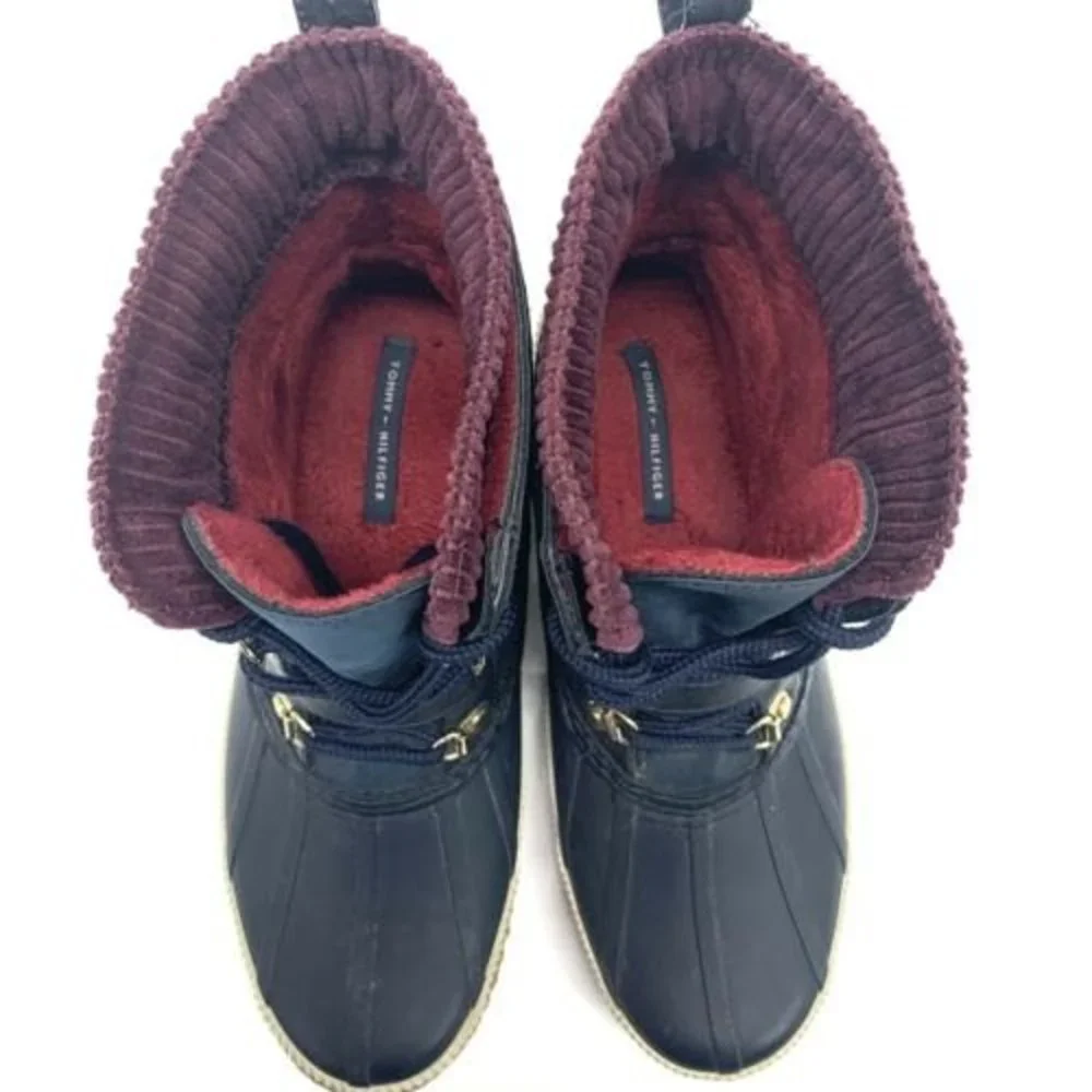 Tommy Hilfiger Womens 10M Twenzo Winter Boots Blue Ankle Lace Up Duck Boot